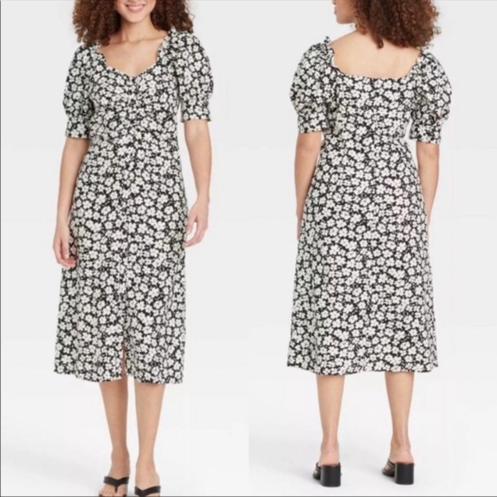 WHO WHAT WEAR FLORAL MIDI DRESS.